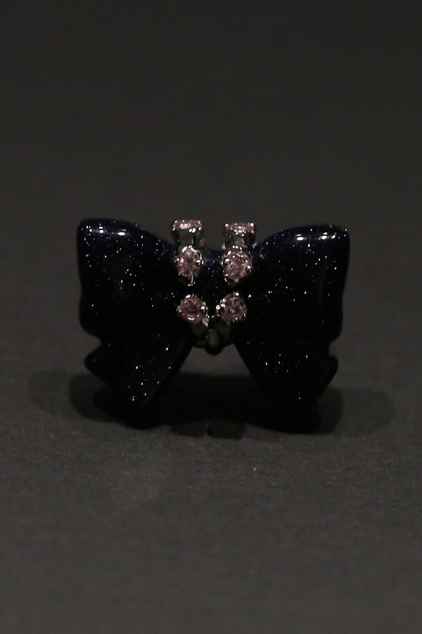 YVMINxSST Natural Stone Bow Ring 21352 Black